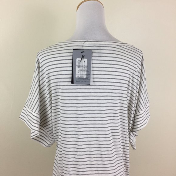NWT GUESS by MARCIANO Short Sleeve Striped Silver Rhinestone J'ADORE Shirt Top - Picture 11 of 11